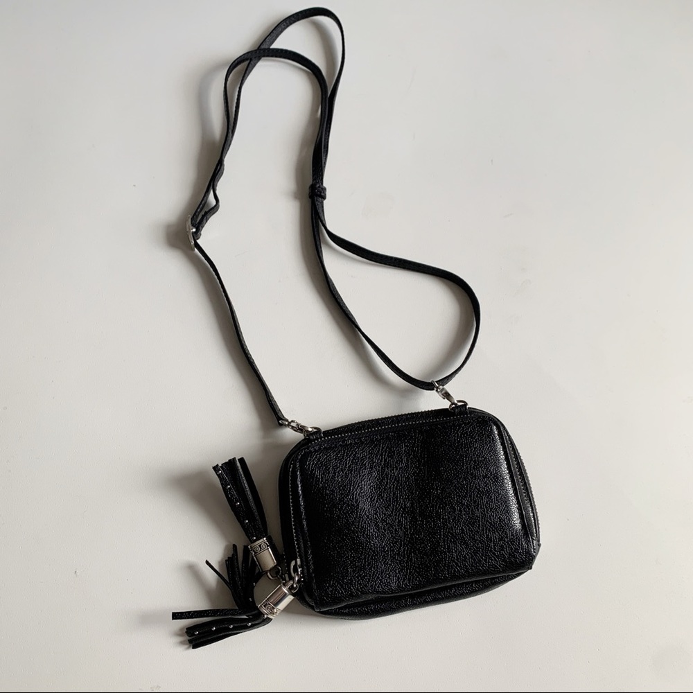 Brighton Zebra Print Leather Crossbody Bag Purse Black White Small - Picture 2 of 11